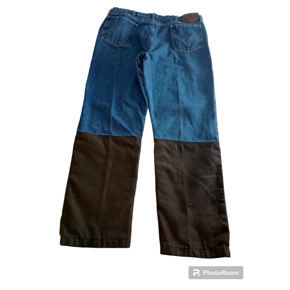 Wrangler Pro Gear Jeans Men Size W40 L32 Blue Hunting Denim Canvas Suspenders - Picture 3 of 12